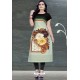 Olive Green Designer Printed Casual Wear Heavy American Crepe Kurti