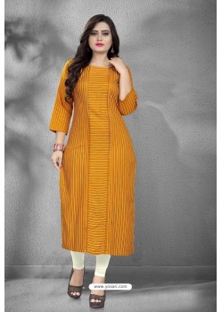 Orange Designer Printed Casual Wear Rayon Kurti