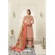 Light Orange Designer Party Wear Satin Georgette Palazzo Salwar Suit