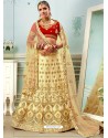 Cream Heavy Embroidered Designer Wedding Lehenga Choli