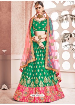 Jade Green Heavy Embroidered Designer Wedding Lehenga Choli