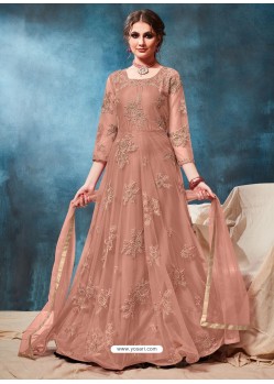 Old Rose Latest Net Embroidered Designer Wedding Anarkali Suit
