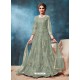 Grayish Green Latest Net Embroidered Designer Wedding Anarkali Suit