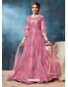 Light Pink Latest Net Embroidered Designer Wedding Anarkali Suit