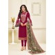 Medium Violet Heavy Embroidered Designer Party Wear Satin Georgette Churidar Salwar Suit