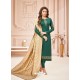 Dark Green Embroidered Designer Party Wear Pure Cotton Jam Silk Churidar Salwar Suit