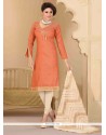 Perfect Lace Work Peach Churidar Salwar Suit