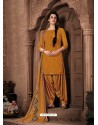 Mustard Designer Wear Pure Pashmina Jacquard Punjabi Patiala Suit