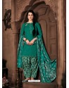 Teal Designer Wear Pure Pashmina Jacquard Punjabi Patiala Suit