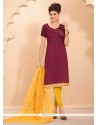 Princely Lace Work Banarasi Silk Churidar Salwar Suit