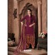 Deep Wine Designer Wear Pure Pashmina Jacquard Punjabi Patiala Suit