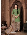 Green Designer Wear Pure Pashmina Jacquard Punjabi Patiala Suit