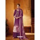 Medium Violet Designer Wear Pure Pashmina Jacquard Palazzo Salwar Suit