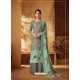 Grayish Green Designer Wear Pure Pashmina Jacquard Palazzo Salwar Suit