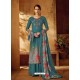 Teal Designer Wear Pure Pashmina Jacquard Palazzo Salwar Suit