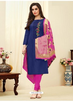 Royal Blue Designer Party Wear Readymade Churidar Salwar Suit