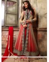 Delightful Red And Cream Net Georgette Anarkali Suits