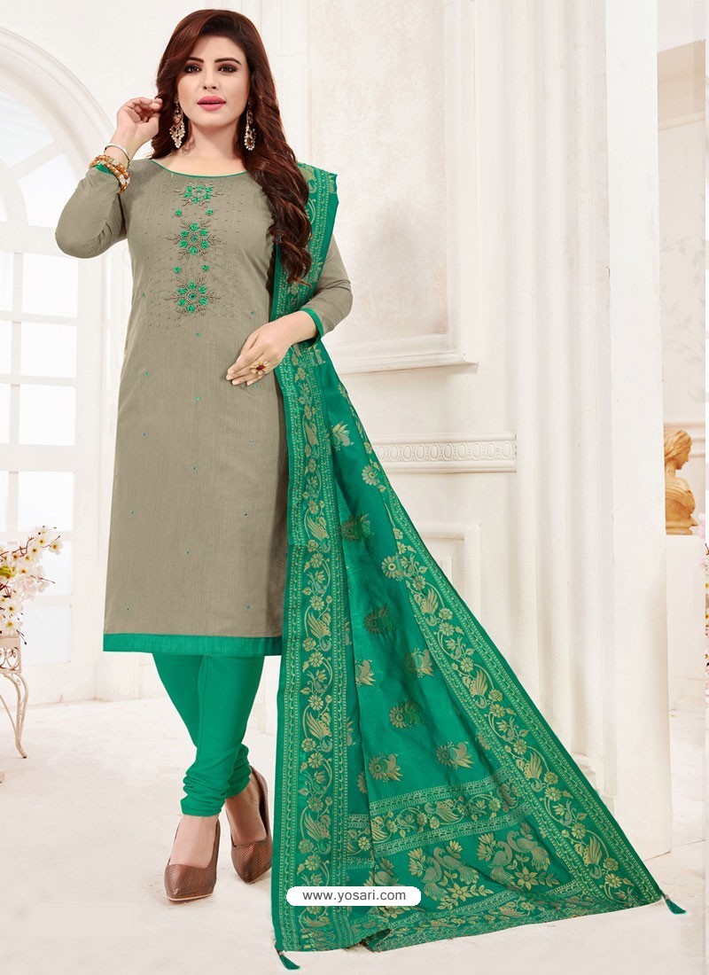 Fabulous Green Embroidered Designer Churidar Salwar Suit