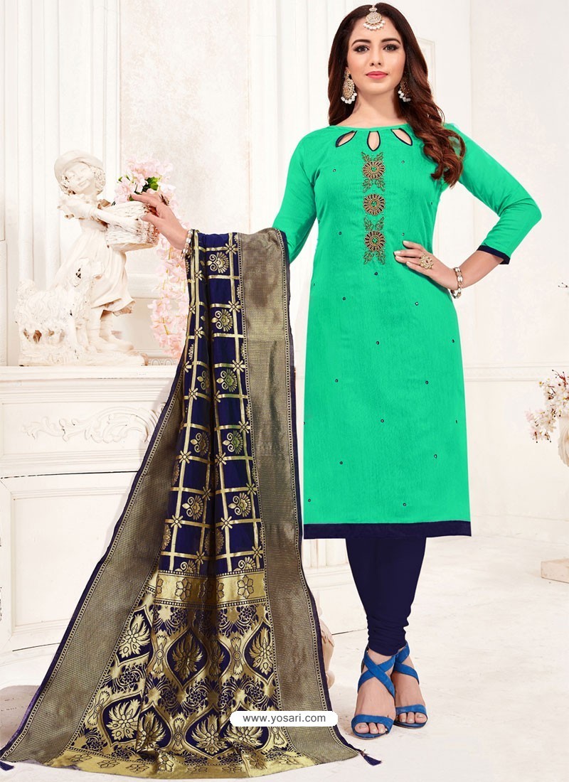Buy Jade Green Designer Party Wear Readymade Churidar Salwar Suit ...