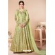 Green Latest Mulberry Silk Embroidered Designer Wedding Anarkali Suit
