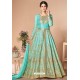 Sky Blue Latest Mulberry Silk Embroidered Designer Wedding Anarkali Suit