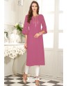 Medium Violet Designer Embroidered Party Wear Dolla Silk Kurti