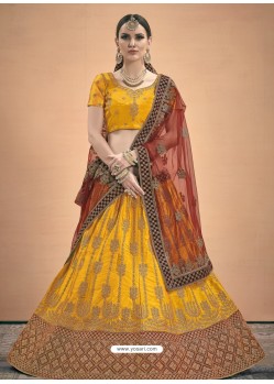 Yellow Heavy Embroidered Designer Wedding Lehenga Choli