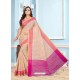 Pink Casual Designer Printed Cotton Sari