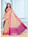 Pink Casual Designer Printed Cotton Sari