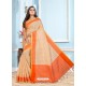 Orange Casual Designer Printed Cotton Sari