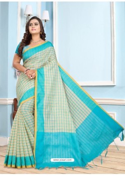Firozi Casual Designer Printed Cotton Sari
