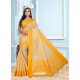 Yellow Casual Designer Printed Cotton Sari