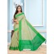 Forest Green Casual Designer Printed Cotton Sari