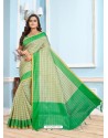 Forest Green Casual Designer Printed Cotton Sari