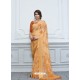 Light Orange Casual Designer Printed Chiffon Sari