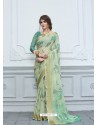 Aqua Mint Casual Designer Printed Chiffon Sari