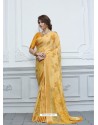 Yellow Casual Designer Printed Chiffon Sari