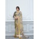 Beige Casual Designer Printed Chiffon Sari