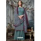 Aqua Grey Designer Wear Pure Pashmina Jacquard Palazzo Salwar Suit