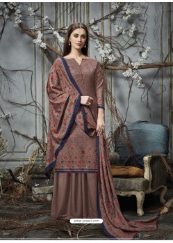 Old Rose Designer Wear Pure Pashmina Jacquard Palazzo Salwar Suit