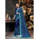 Royal Blue Party Wear Designer Georgette Embroidered Sari