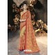 Khaki Party Wear Designer Georgette Embroidered Sari