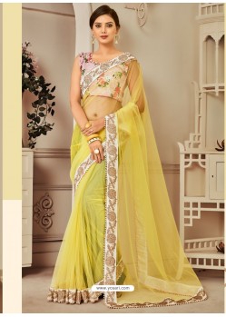 Yellow Designer Casual Wear Printed Sari