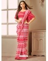 Peach Designer Casual Wear Printed Sari