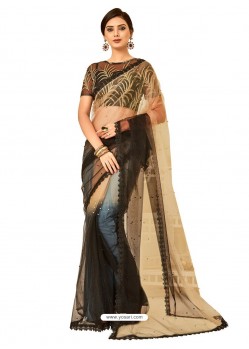 Beige Designer Casual Wear Printed Sari