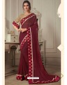 Maroon Designer Casual Wear Printed Sari