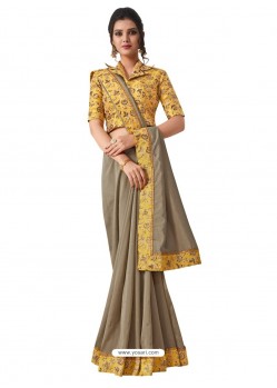 Taupe Designer Casual Wear Printed Sari