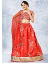 Tomato Red Heavy Embroidered Designer Wedding Lehenga Choli