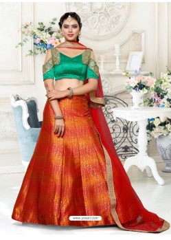 Orange Heavy Embroidered Designer Wedding Lehenga Choli