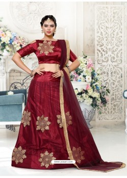 Maroon Heavy Embroidered Designer Wedding Lehenga Choli